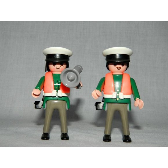 Playmobil Customs Law Enforcement Figures Lot 2 Water Marine 1997 Orange Vests - Picture 3 of 4